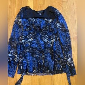 INC International Concepts Black and Blue Patterned Top